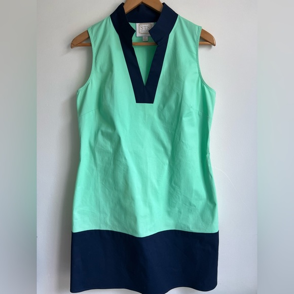 SAIL TO SABLE medium tunic drees mint green and navy - Picture 1 of 4